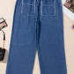 Sail Blue Washed Denim Chambray Loose Plus Size Pants