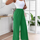 High Waist Drawstring Tied Detail Wide Leg Pants Casual Pants