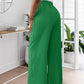 High Waist Drawstring Tied Detail Wide Leg Pants Casual Pants