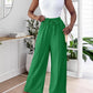 High Waist Drawstring Tied Detail Wide Leg Pants Casual Pants