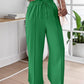 High Waist Drawstring Tied Detail Wide Leg Pants Casual Pants