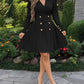 Notched Collar Puff Sleeve Double Breasted Cinch Waist Mini Dress Elegant Dress