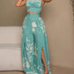 2 Piece Floral Print Sleeveless Tied Detail Tank Wide Leg Side Slit Long Pants Vacation Pants Set