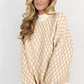 Oatmeal Diamond Knit Drop Shoulder Loose Sweater