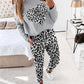 2 Piece Denim Butterfly Patch Skew Neck Long Sleeve Top Drawstring Waist Pants Tracksuit Streetwear