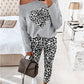 2 Piece Denim Butterfly Patch Skew Neck Long Sleeve Top Drawstring Waist Pants Tracksuit Streetwear