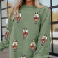 Grass Green Christmas Nutcracker Graphic Corded Pullover Sweatshirt