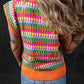 Orange Multi Flutter Sleeve Knitted Sweater Top