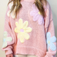 Pink Petals & Threads Embroidered Floral Sweater