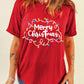 Red Merry Christmas Lights Print Crew Neck T Shirt