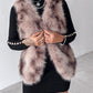 Tie Dye Pattern Open Front Fluffy Vest Coat