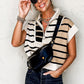 Black Stripe Colorblock Quarter Zip Collar Sweater Vest