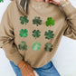 Khaki Diverse Clover Printed St Patrick Fashion Sweatshirt