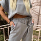 Short Sleeve Casual Top & Buttoned Pocket Design Cropped Pants Set