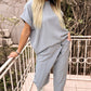 Short Sleeve Casual Top & Buttoned Pocket Design Cropped Pants Set