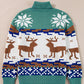 Canton Christmas Reindeer Snowflake Colorblock Turtleneck Sweater