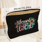 Black Blessed Teacher Flower Pencil Print Corduroy Storage Bag