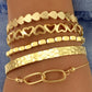 Gold Heart Plated Multi Layer Open Cuff Bracelet Set