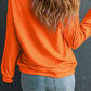 Orange Thanksgiving GOBBLE Print Round Neck Pullover Sweatshirt