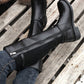 Black Side Zipper Knee High Chunky Low Heel Boots