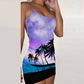 Tropical Landscape Print Backless Bodycon Dress