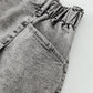 Gray Zipped Light Wash Cuffed Edge Denim Shorts