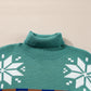 Canton Christmas Reindeer Snowflake Colorblock Turtleneck Sweater