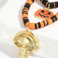 Russet Orange Skull Pumpkin Face Pendant Layered Beaded Halloween Necklace