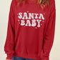 Red SANTA BABY Embroidered Crewneck Christmas Sweatshirt