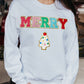 Beige MERRY Christmas Tree Chenille Patch Graphic Sweatshirt