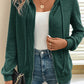 Evergreen Ribbed Zip Up Front Drawstring Hoodie