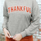 Gray THANKSFUL Shiny Letter Printed Graphic Sweatshirt