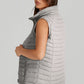 Silvery Plush Collared Quilted Zipped Puffer Vest