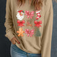 Khaki Christmas Pattern Graphic Crew Neck Sweatshirt