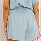 Beau Blue Light Wash Pocketed Wide Leg Denim Shorts