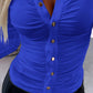 Ruched Buttoned Long Sleeve Top