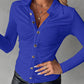 Ruched Buttoned Long Sleeve Top