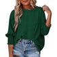 Green Smocked Wrist Shift Top