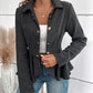 Striped Button Front Ruffle Hem Slim Fit Blazer Coat