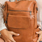 Brown Tassel Decor Retro PU Large Capacity Backpack