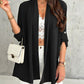 Roll Up Sleeve Casual Coat Open Front Lightweight Cardigan Top