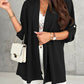 Roll Up Sleeve Casual Coat Open Front Lightweight Cardigan Top