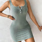 Buttoned Pocket Design Ribbed Bodycon Dress