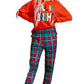 Multicolor ALL IS BRIGHT Graphic Christmas Plaid Pajamas Set