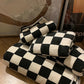 Black Fuzzy Checkerboard Bath Towel