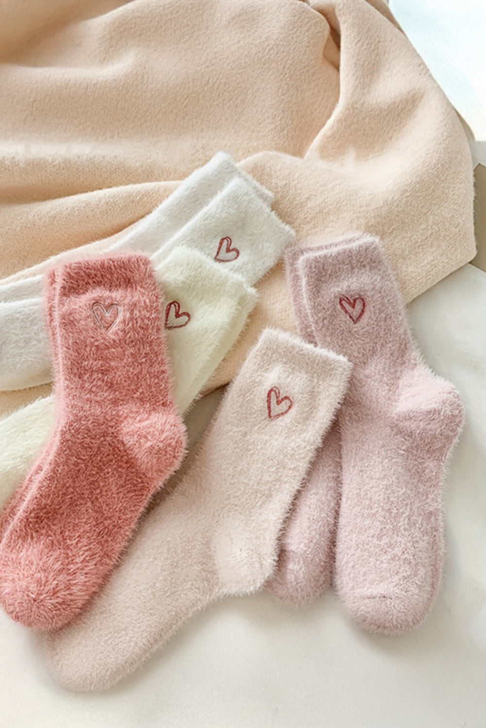 Gossamer Pink Valentines Day Heart Shape Thick Soft Socks