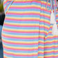 Pink Stripe Rainbow Tee Tasseled String Wide Leg Pants Set