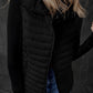 Black Plush Collared Quilted Zipped Puffer Vest