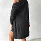 Pocket Design Buttoned Ribbed Casual Dress & Long Sleeve Open Front Coat