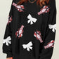 Black Crawfish Bow Sequin Patched Graphic Sweatshirt